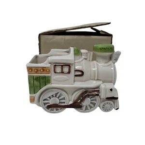 Locomotora de tren vintage Rubens Japón 5191 maceta cerámica 6 pulgadas marrón verde #1 - Imagen 1 de 16