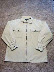 Vintage Point Zero Shirt Jacket Large Mens Beige Corduroy Full Zip Pockets Y2K - Picture 1 of 19