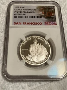 1982 S George Washington Half Dollar 50c NGC PF69UCAM With San Francisco Label - Picture 1 of 5