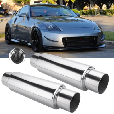 Pair 3" Inlet/Outlet 16"Long Exhaust Muffler Resonator Weld-On For Nissan 350Z - Изображение 1 из 4