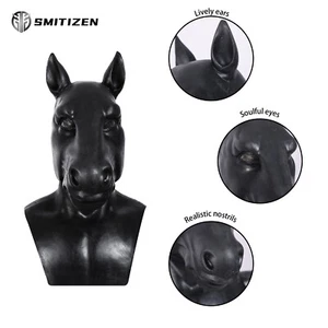 Smitizen Silicona Negro Caballo Máscara Animal Real Monstruo Máscara Disfraz Juegos con disfraces - Imagen 1 de 10