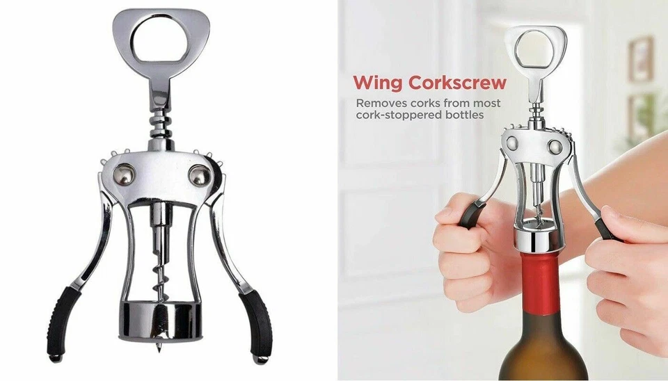 Bartender Wing Corkscrew Double Handled Bottle Opener Bar Winged Beer Wine Tool