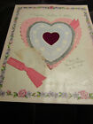 Carte de Saint-Valentin vintage 10 pouces JUMBO énorme dentelle en relief velours cœur MÈRE signée