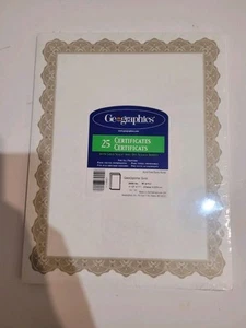 25 Count Geographics Parchment Paper Certificate 8.5" x 11" GOLD #BB103 - Bild 1 von 2
