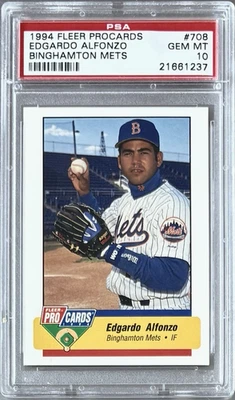 1994 FLEER PROCARDS #708 ROOKIE EDGARDO ALFONZO PSA 10 GEM MT BINGHAMTON METS - Image 1 of 2