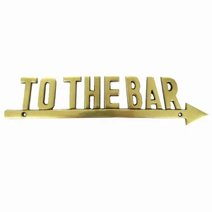 TO THE BAR Solid Brass Arrow Sign Nautical Decor Pub Tavern Man Cave Boat Plaque - Picture 1 of 1