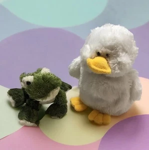 Ganz Webkinz Plush Set Duckling & Green Frog Lil’ Kinz Stuffed No Codes Easter - Picture 1 of 24