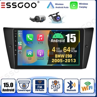 Radio estéreo de coche 4+64 GB CarPlay DVR+ para BMW Serie 3 E90 E91 E92 E93 Android 15 Foto 1 de 4