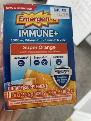 Emergen-C Vitamin C + Vitamin D & Zinc Powder 1000mg, Super Orange, 10 Packets - Image 1 of 3