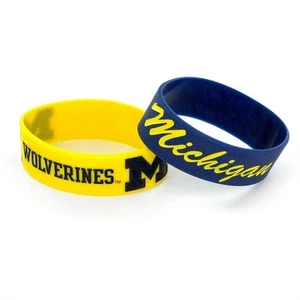 Michigan Wolverines Wide Rubber Wristband - 2 Pack - Picture 1 of 1