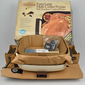 Vintage NOS Sunbeam Silverstone Electric Frypan Skillet Model 07596 Almond - Picture 1 of 12