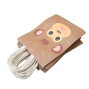 25Pcs Kraft Paper Gift Bag Animal Pattern Kraft Bag With Handle For Party Esp - Picture 1 of 12