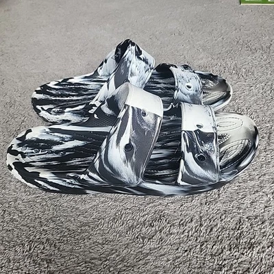 Crocs Classic Clogs Mens 13 Gray Marbled Camouflage Slip-On Comfort Sandals  - Image 1 of 4