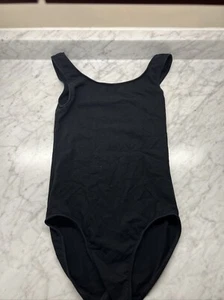 Wear Moi Black Mesh Stripe Tank Leotard- Size M - Picture 1 of 4
