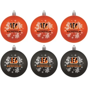 Paquete de 6 adornos de bola a prueba de roturas de los Cincinnati Bengals NFL - Imagen 1 de 1