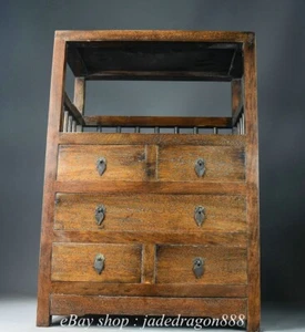 20" Old Chinese Huali Wood Carving Furniture Drawer Cabinet - Picture 1 of 8