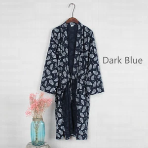 Hombres Japonés Kimono Yukata Baño Largo Pijama Cinturón Vestido de Algodón Disfraz Informal - Imagen 1 de 18