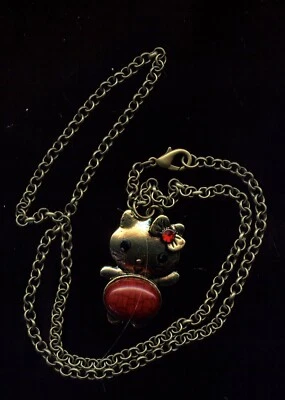 COLLAR GATITO DORADO GATO EN CADENA BRONCEADA 20" (2M853) Foto 1 de 2