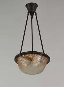 a rare French art deco pendant chandelier by DAUM , 1920s France - Picture 1 of 12