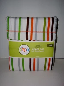 Circo Basic Striped FULL Sheet Set Orange Brown Green Gray Multi Stripes Target - Picture 1 of 4