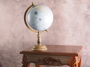 Decorative Globe Blue-Grey – Retro Vintage Globe – Wood & Iron - Picture 1 of 3