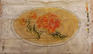 Painted 5 Mesh Latch Hook Columbia Minerva Rug Canvases Floral Design 36"x24" - Picture 1 of 2