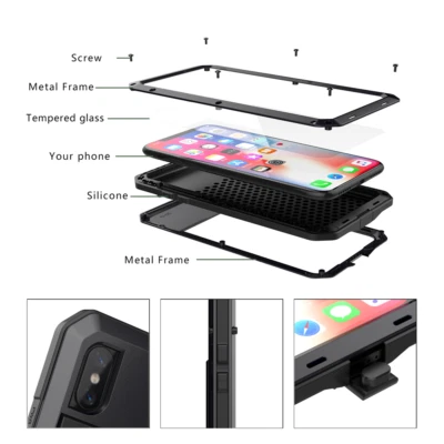 Funda de vidrio de aluminio a prueba de golpes para iPhone 13 Pro Max 12 11 Xs XR 7 8+ Foto 1 de 4