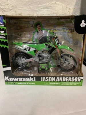 Jason Anderson #21 Kawasaki KX450F Race Team brinquedo modelo novo raio escala 1:12 58413 - Imagem 1 de 3