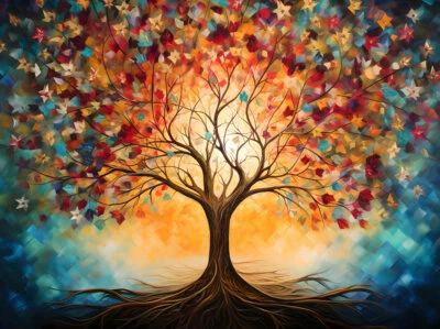 Abstract Blooming Tree Canvas Art - Home Decor Wall Art Poster Prints Painting - Image 1 of 4