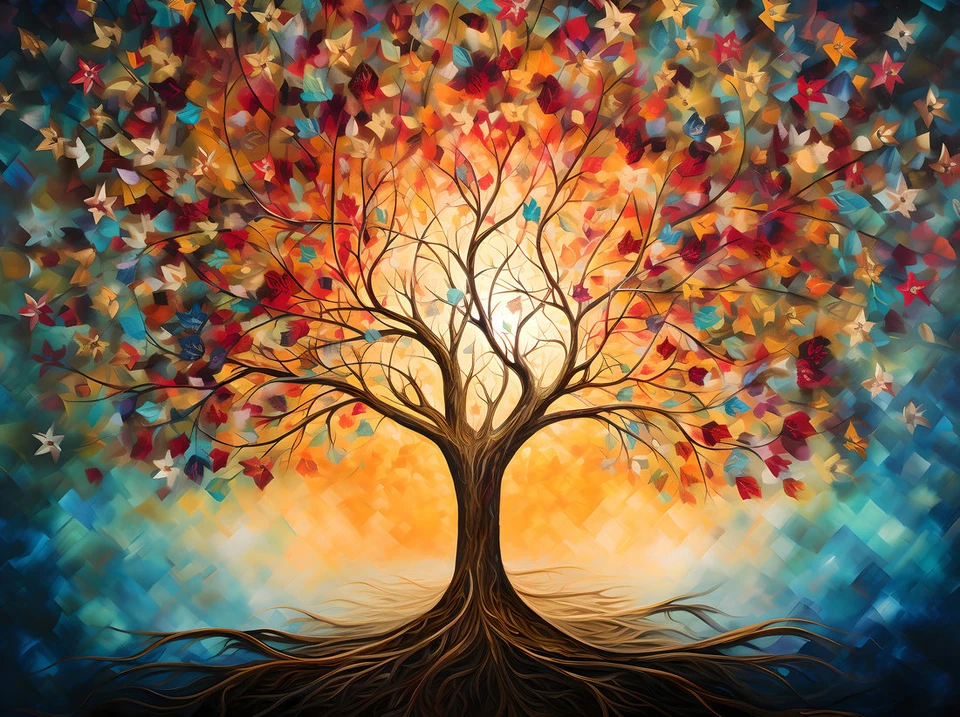 Abstract Blooming Tree Canvas Art - Home Decor Wall Art Poster Prints Painting - Image 1 of 4