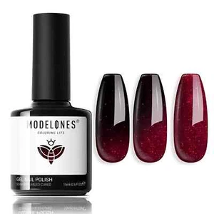 Color Changing Burgundy Red Gel Nail Polish, 15 ML Black Red Mood Temperature... - Picture 1 of 3