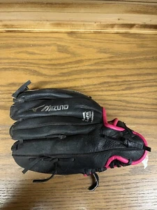 MIZUNO Finch 10 in Black/Pink Right Hand Throw Leather Glove GPP 1005F1 PreOwned - Picture 1 of 5