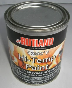Pintura de estufa plana con cepillo RUTLAND 1200 grados F, 16 onzas fluidas, negra #81 ¡NUEVA! - Imagen 1 de 1
