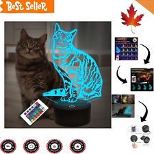 3D Cat Lamp Night Light - Remote Control, 16 Colors Changing, Bedside Decoration