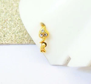 Indian Mother's Gift Ethnic Nose Ring 22k GoldPlated Leaf Nose Ear Ring Piercing - Picture 1 of 6