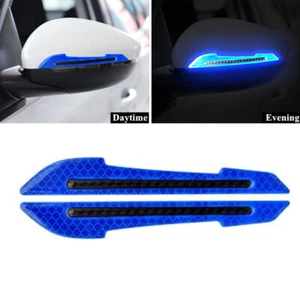 2PCS Blue Reflective Car Door Rearview Mirror Warning Safety Protector Scratch - Picture 1 of 11