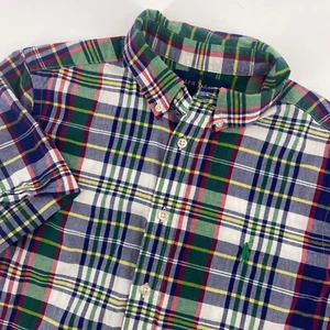 Ralph Lauren Plaid Short Sleeve Button Down Shirt Kids Size L (14-16) - Picture 1 of 5