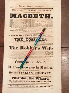 Georgian Playbill Flyer Theatre Royal Liverpool Macbeth 1829 - Picture 1 of 1