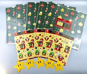 5x Nintendo Christmas Holiday Gift Wrapping Paper Sheets, Tags, Stickers - Promo - Picture 1 of 12
