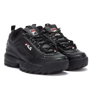 Fila Disruptor II Premium Leather Black/White/Fila Red Trainers - Picture 1 of 8