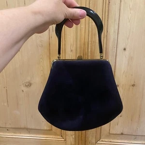 Vintage 1950s 1960s MM Morris Moskowitz Black  Velvet Evening Mini Handbag Purse - Picture 1 of 6