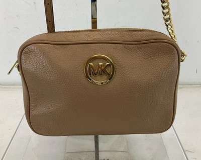 MICHAEL Michael Kors Tan Pebbled Leather Zip Crossbody Bag - Image 1 of 4