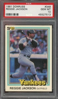 Donruss #348 Reggie Jackson 1981 gema MT PSA 10 New York Yankees 7513 Foto 1 de 2