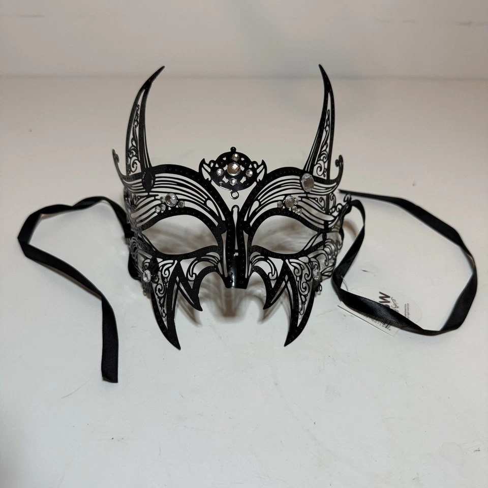NWT Wolverine Venetian Men's Black Masquerade Mask w/ Crystal Rhinestones Metal - Image 1 of 4