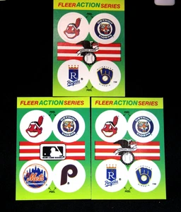 Lote de calcomanías con logotipo Fleer Action Series 1990 Indians Mets Phillies Tigers Royals - Imagen 1 de 2