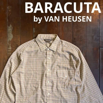 Camisa xadrez BARACUTA by VAN HEUSEN L/S marrom/verde anos 90 M - Imagem 1 de 4