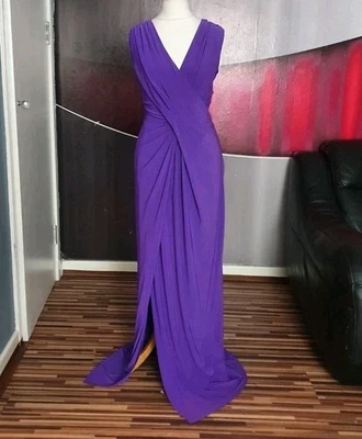 GORGEOUS COAST "MONA" PURPLE JERSEY LONG EVENING DRESS SIZE 18 - Image 1 of 4