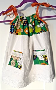 Vintage Fabric Handmade Pillowcase White Lace Halter Dress Little Girls POCKETS! - Picture 1 of 10