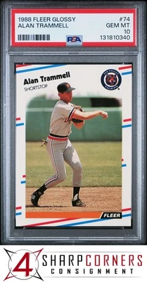 Fleer Glossy #74 1988 Alan Trammell Tigers Hof PSA 10 Foto 1 de 2