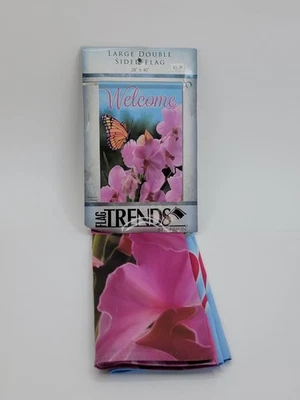 Flag Trends by Carson Grande 28 x 40 Bienvenido Mariposa Flores Doble Cara ¡NUEVO! Foto 1 de 4